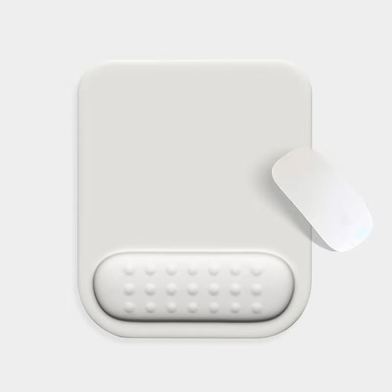 Image of Mouse Pad with Gel Wrist Rest Support, Ergonomic Mouse Cushion with Non Slip Rubber Base Mouse Pad for Laptop, Computer, Gaming, Office (White, Rectangular)