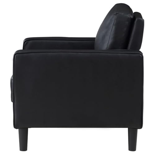 Sillón tapizado cuero sintético negro compacto miniatura 6