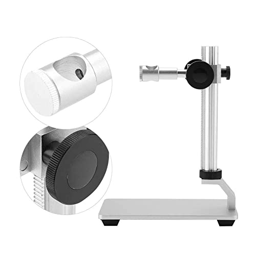 Image of Oumefar Aluminium Alloy Adjustable Base Stand, 12mm USB Microscope Stand for Magnifier Camera, 360 Rotation, Silver