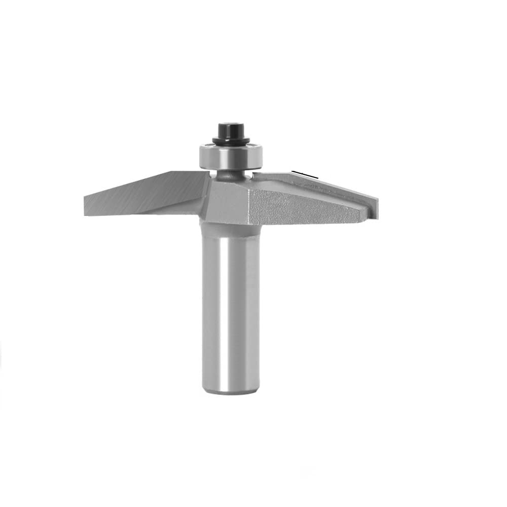 Unifizz Carbide 15 Degree Straight Milling Cutter 12 Inch Bit Shank 1 Inch Bit Dia, Double Flute Tipped Cleaning Bottom Router Bit for Woodworking Milling Cutter Tool, Silver 1pcs