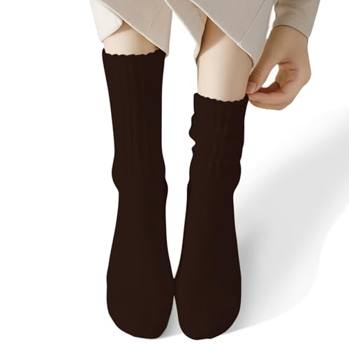 Image of COUVER Womens Scrunched Slouch Socks Soft Cotton Breathable Retro Crew or Knee High, Multiple Colors