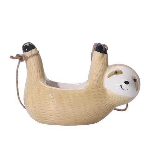 FAEIKUI Hanging Ceramic Plant Pot Animal Planter Perfect for Indoor Plants and Sloth Lovers Best Gifts (Color : Yellow)