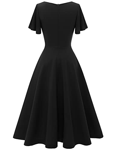 HomRain Wedding Guest Dresses for Women Vintage Short Sleeves Casual Fit and Flare Cocktail Formal Dress for Tea Party3