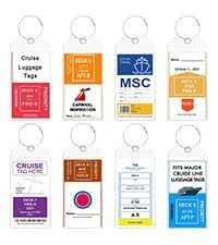 NTONPOWER 8 Pack Cruise Luggage Tag Holders for Carnival, NCL, Princess, MSC Cruise Ships, Plastic Luggage Tags with Zip Seal and Steel Loops, Cruise