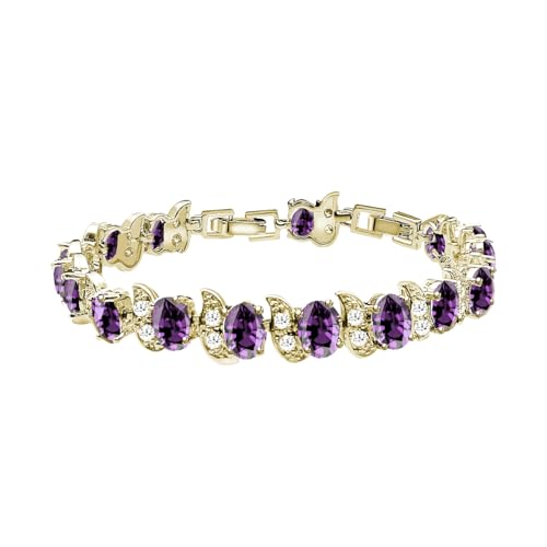 Image of LMXXVJ Fashion Tennis Bracelet Created Emerald White Gold Plated Charm Bracelet Gifts Jewelry for Women