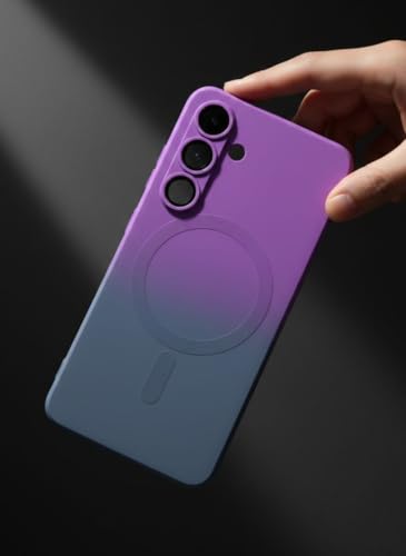 Image of amazon basics Gradient Mag-Safe Case for Samsung Galaxy S25 5G | Soft Silicone Shockproof Cover with Camera Protection | Slim Lightweight Design | Smooth Touch & Durable - Purple & Gray