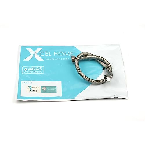 Xcel Home WRAS Approved Elbow 1/2 (90°) x 1/2 BSP x 500mm Flexible Pipe Connector, Silver - Image 2