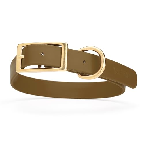 Image of Viper Biothane Heavy Duty Waterproof Dog Collar Strong Coated Nylon Webbing w /Solid Brass Hardware Odor-Proof Easy to Clean High Performance Fits Small Medium or Large Dogs, Coyote Brown