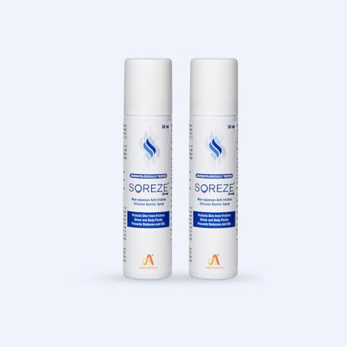 Image of Soreze Spray Prevent Bedsores & Adult Diaper Rashes | Dermatologically Tested | Protect Skin from Friction & Moisture | Water Repellent, Non-Greasy | 60ml | Pack of 2