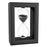 Hourglass Sand Timer, 60 Minute Modern Black Wood Sand Çlock Watch, Decorative Desktop 60 Min Hour Glass Sandglass, Reloj De Arena 1 Hora for Office, Home Decor, Kitchen (Black)