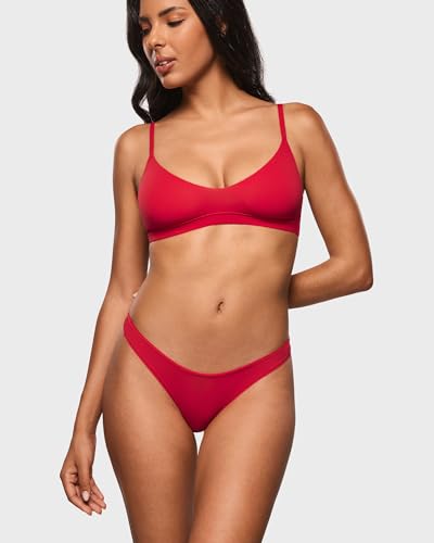 Image of INLYRIC Women's Inbarely Soft Thong - No Show Sexy Panties Breathable V-waisted Ladies Underwear 3 Pack