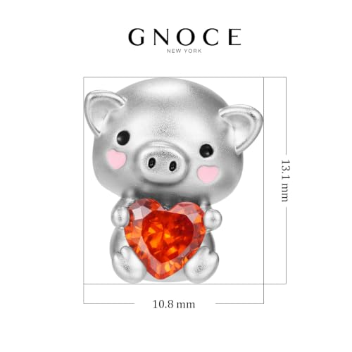 Image of GNOCE Embraces Heart Gemstone Bead Charms 925 Sterling Silver Rabbit Horse Triceratops Snake Monkey Cat Platypus Sloth Bear Pig Yak Ghost Matryoshka Doll Jewelry Gift for Women