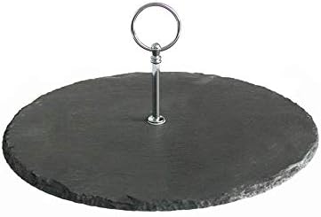 SavingPlus 3 Tier Natural Slate Cake Round Display Stand Afternoon Tea Wedding Plates Party Tableware Black