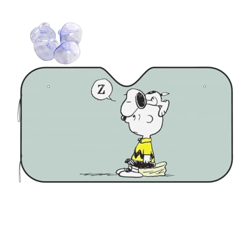 スヌーピー 車フロントサンシェード アルミ遮熱素材 コンパクト収納 日除けカーテン