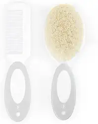 Pimpolho Kit Pente e Escova para Bebe de Cerdas Naturais Rosa