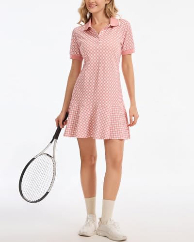 Image of YEXPINE Polo Dress for Women Short Sleeve Ruffle Hem Golf Tennis Summer Mini Dresses