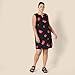 Amazon Essentials Women's Sleeveless Woven Shift Dress, Black Pink Flowers, XX-Large