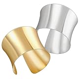 SOLUSTRE 2 piezas Pulsera Puño Metálica Ancha para Mujer de Brazaletes Rígidos y Plata Joyería Elegante para Ocasiones Especiales y Diario