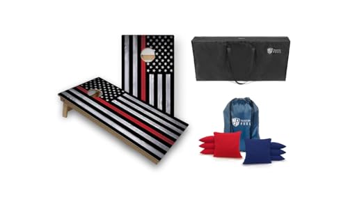 Tournament Grade Tailgating Pros Regulation Cornhole Boards Flag Set - Includes 8 Bean Bags, Carrying Cases, and 4'x2' Corn Hole Toss Game w/Built in Lights