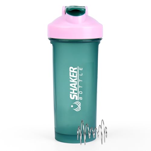 XTKS Protein Shaker Bottle 24oz- Leak- Proof GYM Shaker Cup with Handle and Mixing Ball Effortlessly Blend Drinks, Stay Hydrated During Workouts - BPA Free (GREEN)