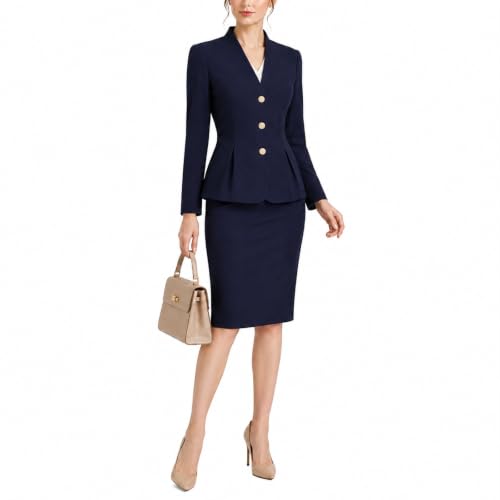 Women's 2 Piece Suit Skirt Set Business Casual Outfit For Office Work