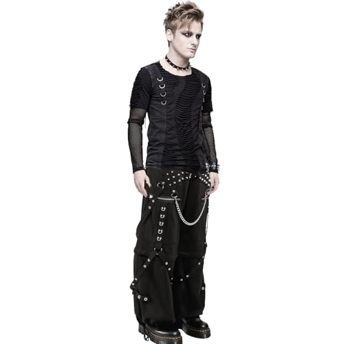 Men Extreme Bondage Goth Punk Rock Gothic Black Gothic Pant/Metal Studs Trouser Black Pants/USA2