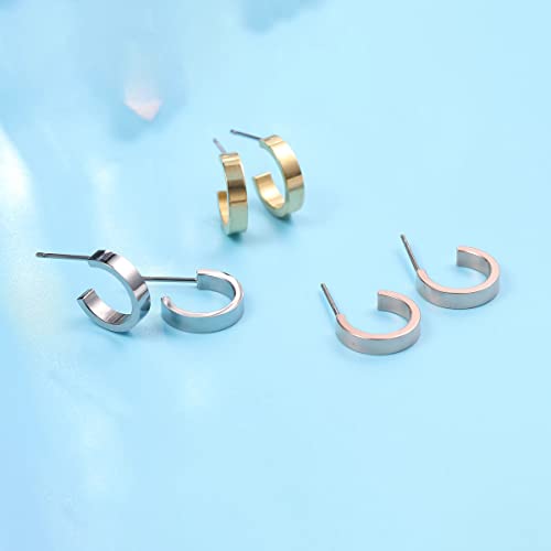 Limerencia Hypoallergenic G23 Pure Titanium Post Thin Square Edge Open Hoop | Womens Dainty Hoop Earrings | Lightweight For Girls Sensitive Ears (10Mm Diameter - 3Mm Width, Shiny Gray) #TOP7