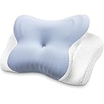 MISSCOZY Side Sleeper Pillow Ergonomic- Orthopedic Pillow for Neck Pain, Cervical Anti Snore Sleep Apnea, Washable Cover Side/Back/Stomach Sleepers，Butterfly Memory Foam(Blue)