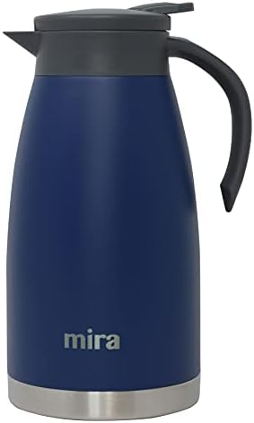 MIRA Stainless Steel Thermal Coffee Carafe Server, Double Wall Insulated Vacuum Flask, Tea, Water, and Coffee Dispenser, 1.5 Liter / 50oz, Admiral Blue