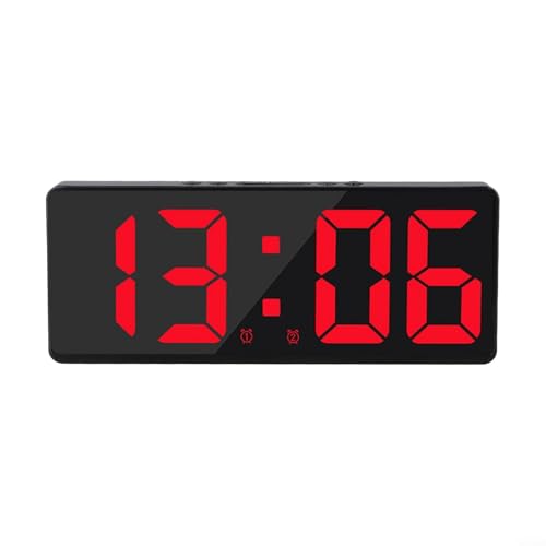 Reloj digital controlado por voz con pantalla de temperatura y función de repetición para mayor comodidad (rojo)
