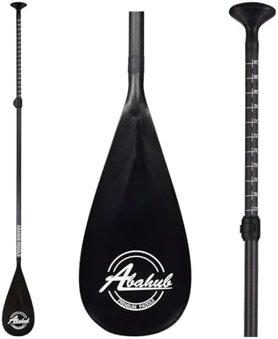 Abahub Carbon SUP Paddles, 1 x 3 Section Adjustable 67" - 86" Carbon Fiber Shaft, Lightweight Stand-up Paddle Oars for Paddleboard, Black Print Plastic Blade + Paddle Bag