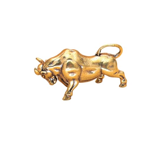 Tefexer 1 figura de cobre de la suerte, adorno en miniatura, estatua de toros de latón para decoración de escritorio del hogar y la oficina