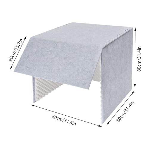 Cubierta acústica de escritorio, cabina de aislamiento, escudo absorbente de sonido para vocales cuadrado para estudios de grabación, salas de control, oficinas, estudios en casa 31.4 x 31.4 x 31.4 pulgadas (gris) miniatura 3