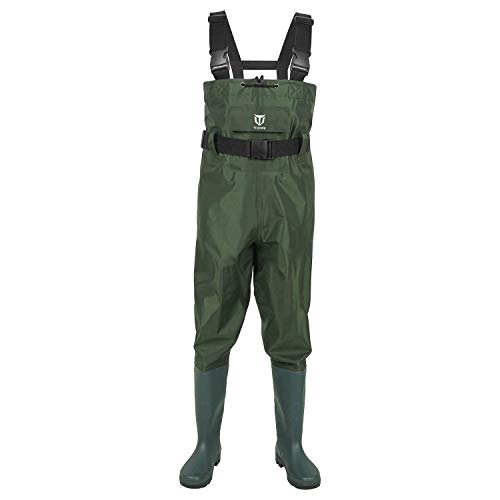 TideWe Bootfoot Chest Wader, 2-Ply Nylon/PVC Waterproof Fishing & Hunting Waders for Men