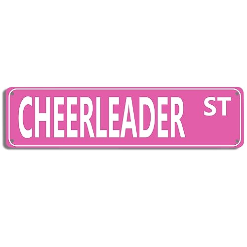 Retro Style Pink "CHEERLEADER" Street Metal Tin Sign, 16x4 inches, Perfect for Home, Dorm, or Dance Room Decor, Unique Squad Accessory (B73)