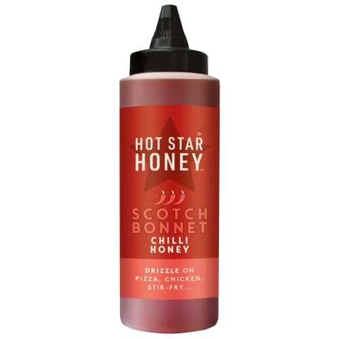 Hot Star Honey Chilli Sauce | Hand Crafted Scotch Bonnet Sauce | Hot Honey Perfect for Chicken, Pizza, Pasta, Steak and Noodle - 340g bottle Cover