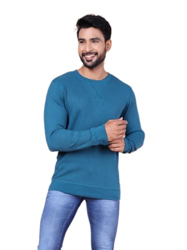 Image of Rupa Colors Waffle Texture Full Sleeves T-Shirt for Men, 100% Cotton with Breathable Fabric, Ribbed Crew Neck, Super Stretchable, Anti-Fungal Dye, Pack of 1