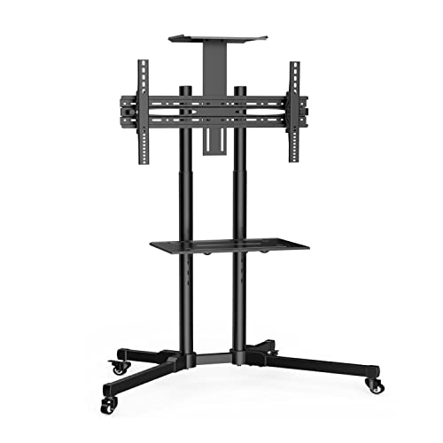Mobile TV Cart with Wheels for 32-70 Inch LCD LED 4K Flat Screen TVs Holds Up to 120 lbs - UL Certificated Rolling TV Floor Stand with Shelf & Camera Tray, Height Adjustable Trolley Max VESA 600x400mm