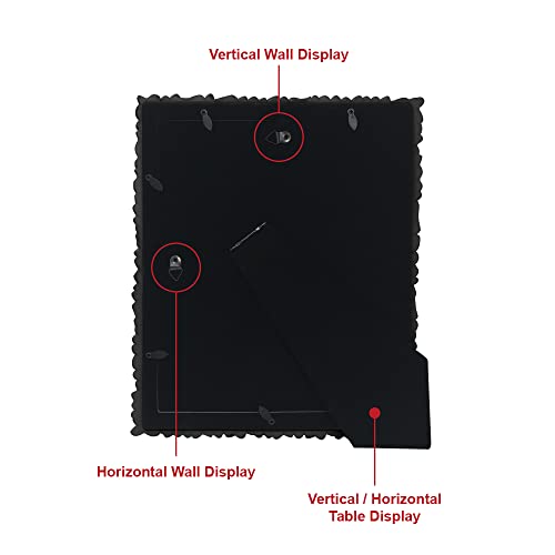 Image of Laura Ashley 8x10 Black Flower Textured Hand-Crafted Picture Frame w /Easel