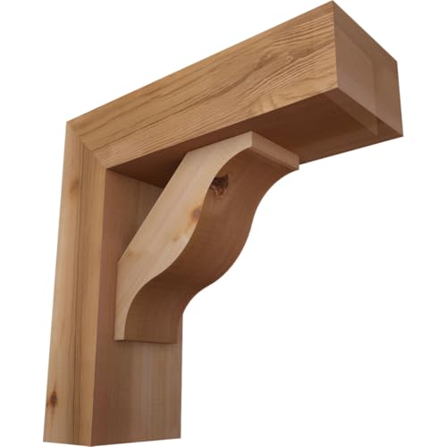 5 1/2"W x 16"D x 16"H Funston Block Smooth Bracket w/Offset Brace, Western Red Cedar