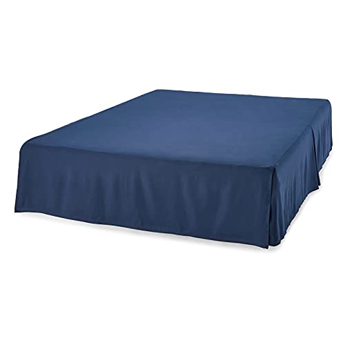 Image of Amazon Basics Lightweight Pleated Dust Ruffle Bed Skirt, Wrinkle and Fade Resistant, Machine Washable, Full, Navy Blue