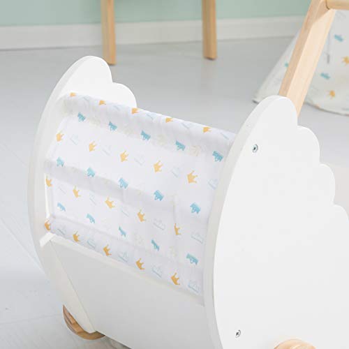 Crown Children 2-in-1 Baby Learning Walker Wooden Strollers with Blocks - Toddler Baby Push Walker Toys with Wheels for Girls Boys 1-3 Years Old, Wagon Toy Walkers Sturdy Construction (Boat) - Thumbnail 4
