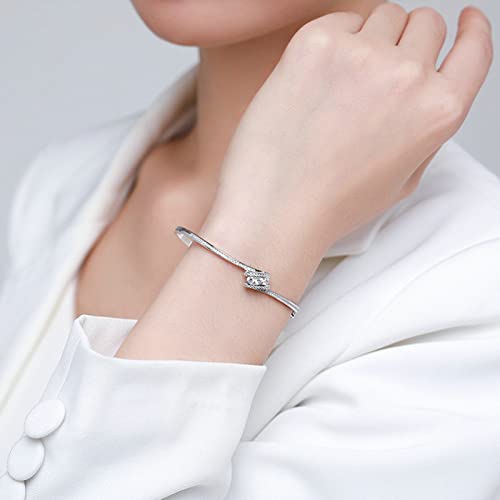 Pulsera plata 925 irregular de mujer con anillo circonio 2