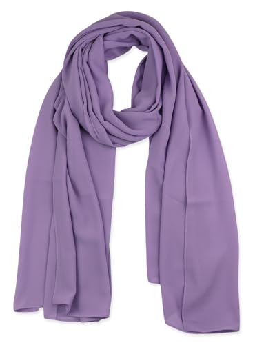vabovin Premium Chiffon Long Scarf, Fashion Hijab Head Scarf Solid Color Shawls and Wraps for Muslim Women (Light Purple)