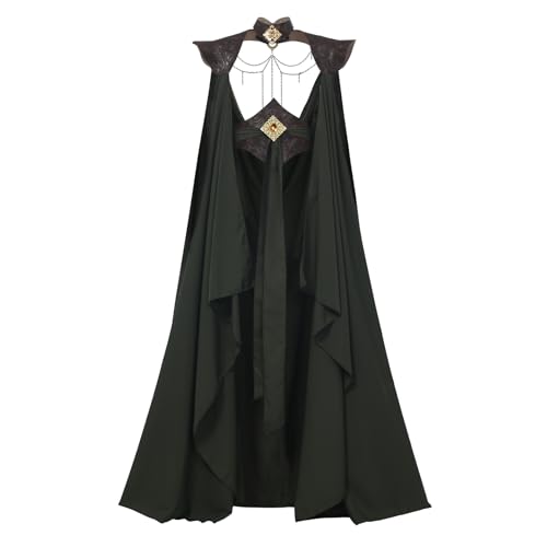 UniqKaliber Medieval Elven Fairy Cape Women Renaissance Cloak with Belt Cosplay Costume for Halloween LARP Party