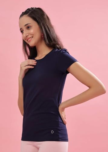 Image of Dollar Women's Solid Stretchable Cotton Round Neck Tshirt