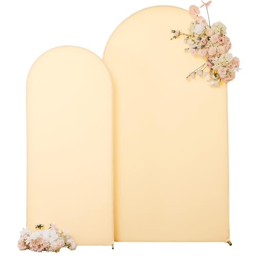 Champagne Arch Covers 2 Set 7.2 and 6ft Champagne Arch Backdrop Cover Spandex Fitted Wedding Arch Stand Covers for Birthday Party Baby Shower Bridal Shower Wedding Banquet Photo Balloon Arch Backdrop