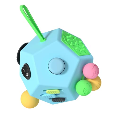 Fidget Dodecagon –12-Side Fidget Toys Cube Relieves Stress and Anxiety Anti Depression Travel Toy Christmas Stocking Stuffers Gifts for Children and Adults (B3 Blue Sky)
