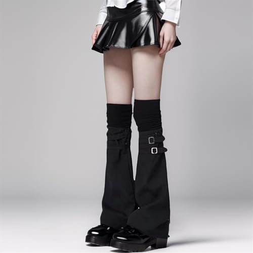 Long Japanese Leg Warmers Y2k Women Goth Flared Buckle Strap Plus Size 80s Punk Alt Gothic2