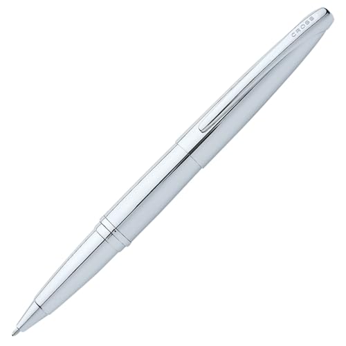 Image of Cross ATX Luxury Pure Chrome Rollerball Pen with Modern Polished Finish - Medium Point, Smooth Ink, Presented in Premium Gift Box